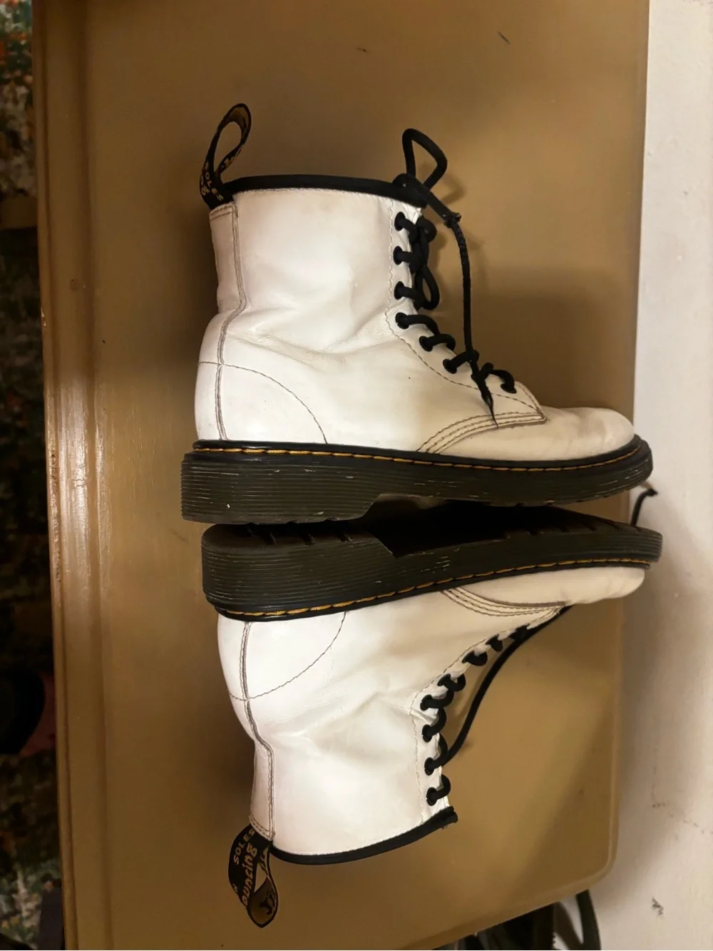 Dr. Martens White and Black Lace-Up Kids Boots